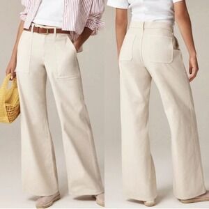 J. Crew Sz 32 Camp Pocket Wide Leg Pants in "Natural"Stretch Cotton Preppy